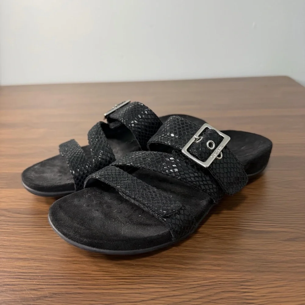 Vionic Black Textured Slide‎ Sandals Size 6